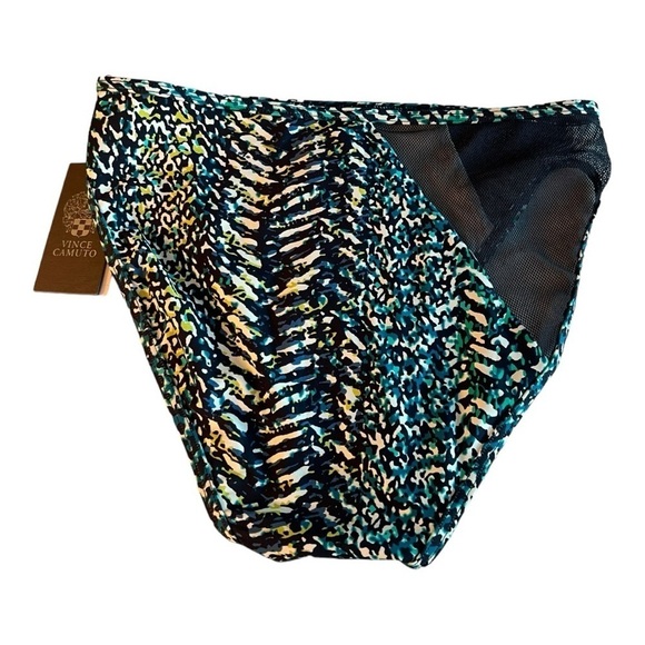Vince Camuto High Leg Bikini Bottom Abstract Animal in Midnight Blue NEW - Picture 8 of 15